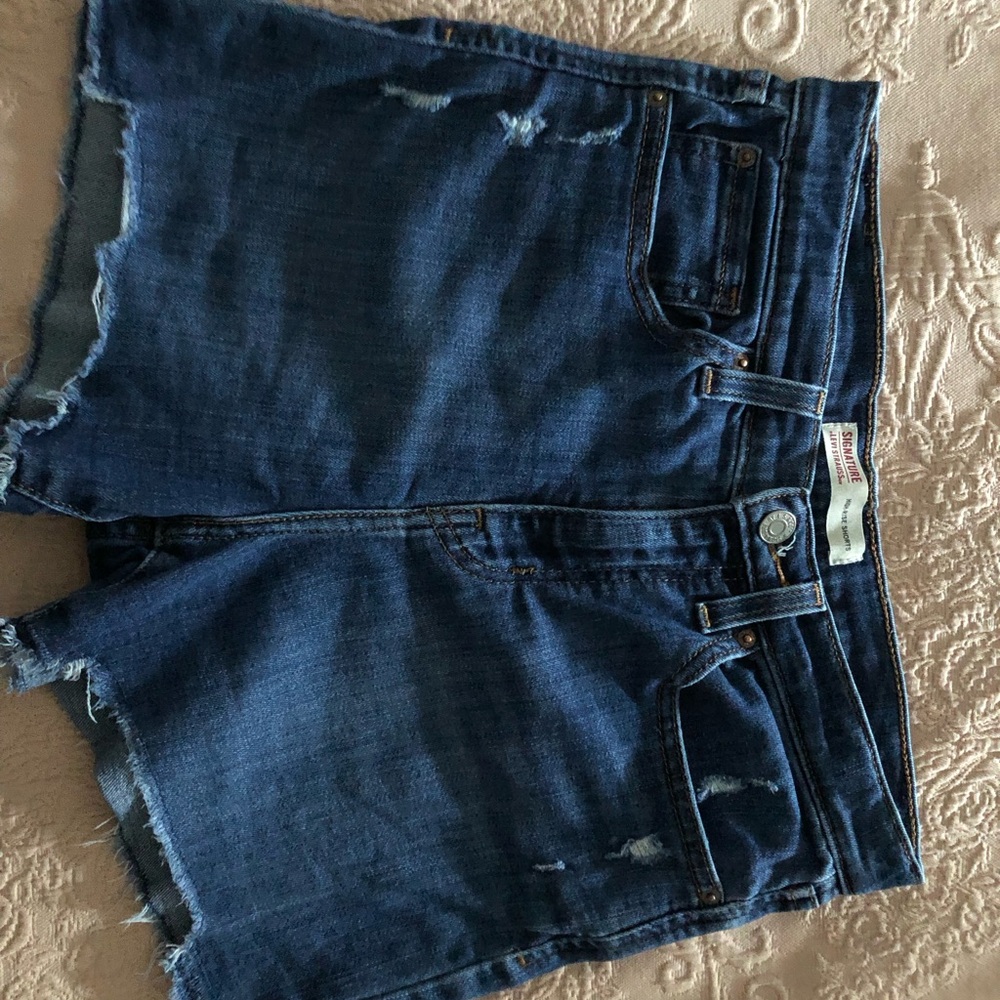 Signature by Levi Strauss Dark Blue Denim Shorts for teenager W16